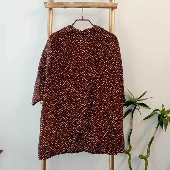 Brown Satin Oversized Plus Shirt - Picture 6 of 13